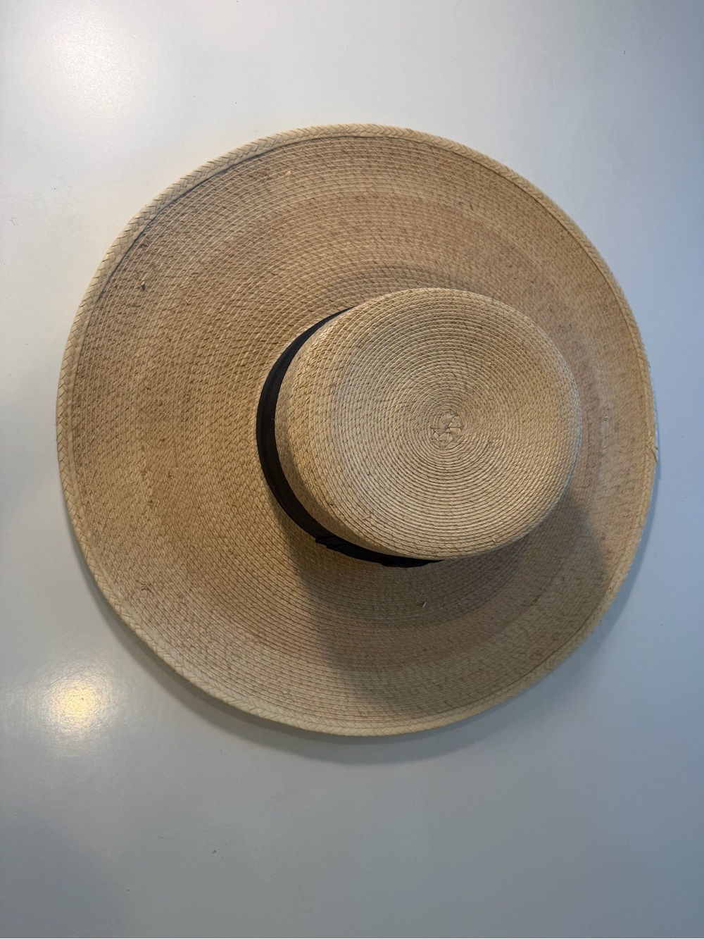 Stetson Natural Straw Wide-Brim Hat with Black Band Boater Palm Size XXL - Picture 6 of 8